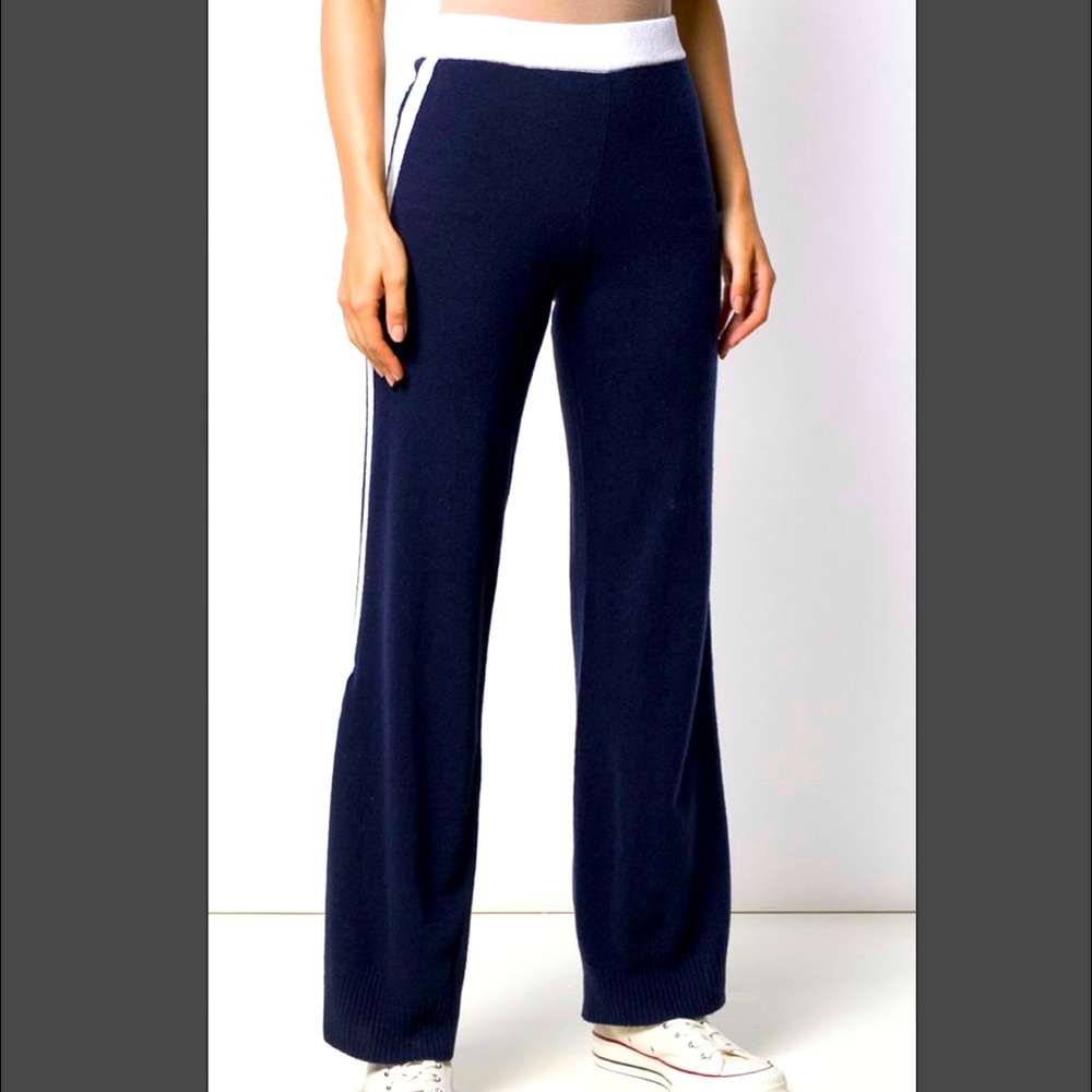 Semicouture FARFETCH Navy Two Tone Track Trousers, Cashmere and Wool